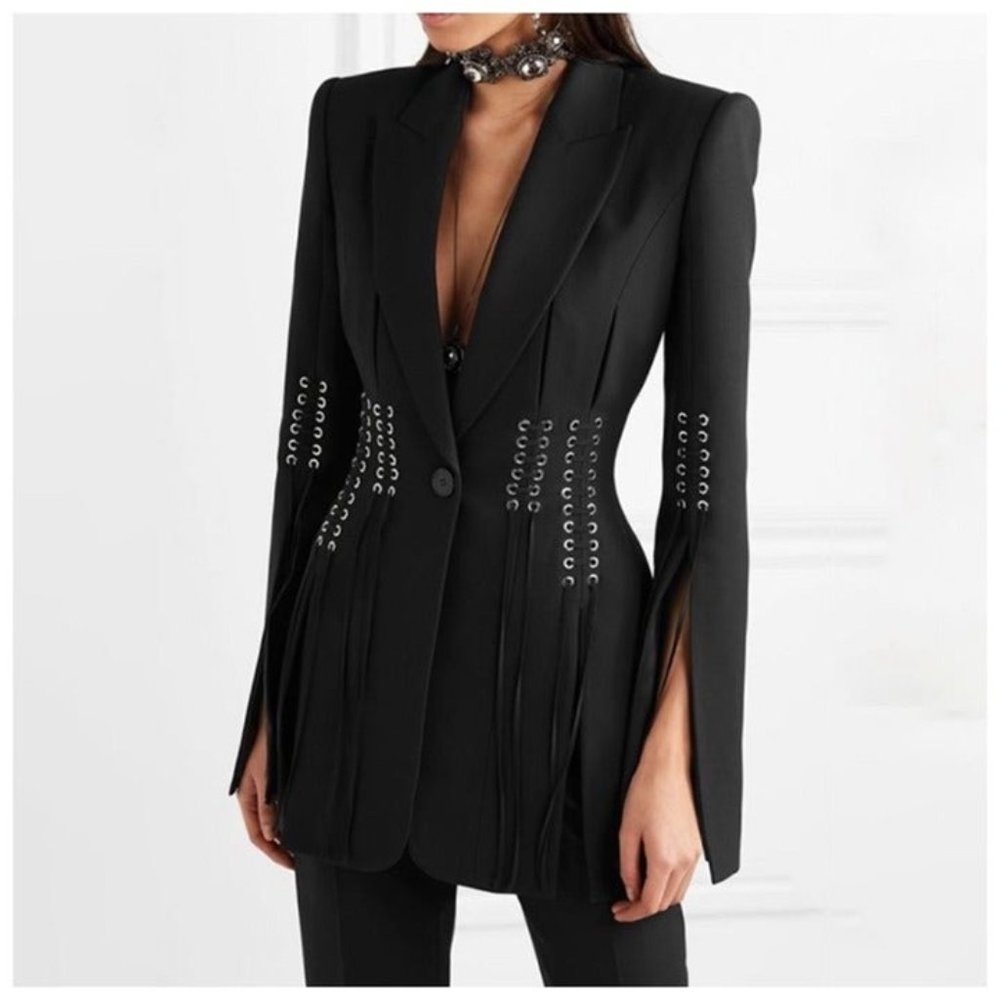 Black Stunning Lace Up Jacket Size Small